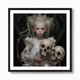 Girl With Skulls 3 Art Print