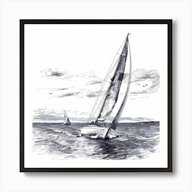 Sailboat Sailing In The Ocean Art Print