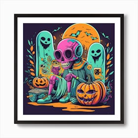 Halloween Skeleton Art Print