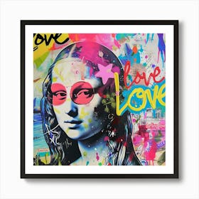 Mona Lisa Popart mit Sonnenbrille Art Print