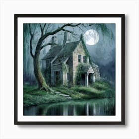 An Enchanting Scene Of A Crumbling Stone House Art Print