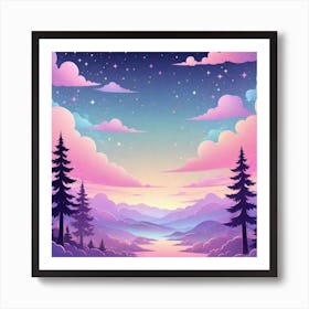 Sky With Twinkling Stars In Pastel Colors Square Composition 17 Art Print