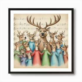 Choir Of Deer Art Print