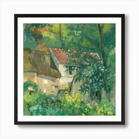 House In The Woods Oil Painting Landscape Illustration Art Print