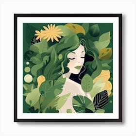 Bloom Body Art Green Shades Art Print