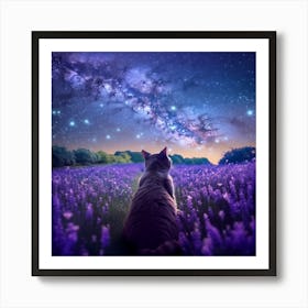 Laquiel Ethereal Cartoon Scene Of A Cat In Afield Of Lavender U 0a8d58a4 D88c 44d9 9340 7d520cffac51 Art Print