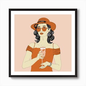 Red Martini Girl - Cocktail 1 Art Print