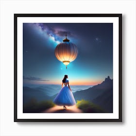 Fairytale Girl With Lantern Art Print