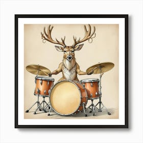 Deer Drumming 4 Art Print