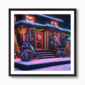 Christmas House In The Snow 7 Art Print