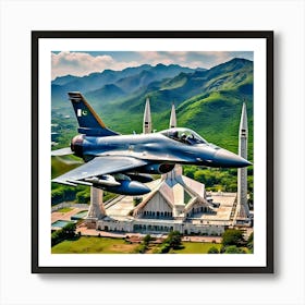 Pakistan Air Force Jet Flying over Islamabad Art Print