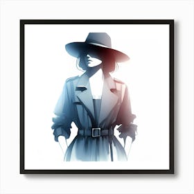 Woman In A Trench Coat Art Print