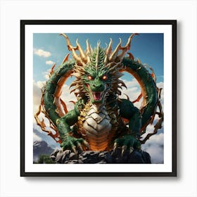 Dragon On Top Of A Mountain Art Print