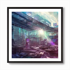 Cyberpunk City slum Art Print