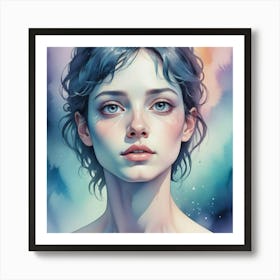 Girl With Blue Eyes 6 Art Print