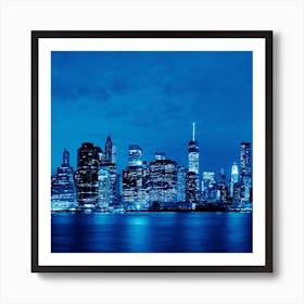 New York City Skyline At Night,manhattan downtown architecture night view Art Print
