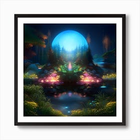 Moon In The Forest Art Print