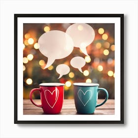 Two Coffee Cups With Speech Bubbles 1 Art Print