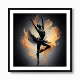 A captivating and artistic silhouette portrait capturing the essence of a dancer mid-performance, highlighting the graceful movement and fluidity. This dynamic and elegant portrait can add a touch of sophistication to home decor, particularly appealing to those with an appreciation for the arts and movement. Art Print