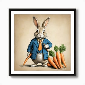 Rabbit With Carrots 24 Art Print