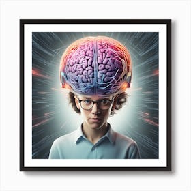 Young Man With Brain On His Head 1 Poster