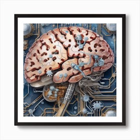 Brain On Circuit Board 32 Art Print