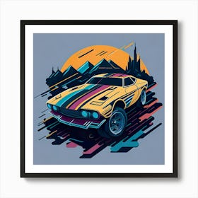 Car Colored Artwork Of Graphic Design Flat (108) Art Print