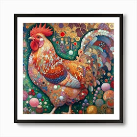 Rooster in the style of collage-inspired 5 Art Print