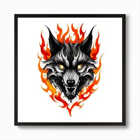 Wolf Head Tattoo 13 Art Print