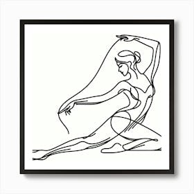 Dancing woman, line draw Art Print