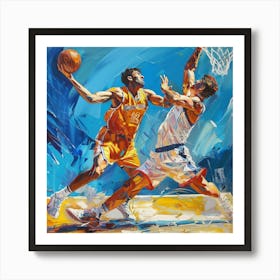 Basketball Players In Action 1 Art Print