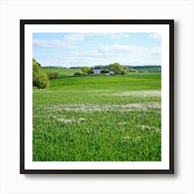 A Serene Countryside Scene In Spring A Sprawling Meadow Flushed With The Fresh Emerald Tinge Of Gra (4) Art Print