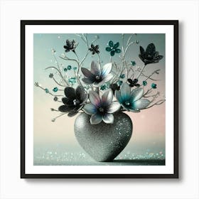 Heart With Flowers Art Print