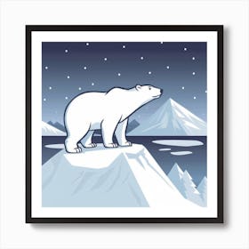 Polar Bear On Ice Art Print
