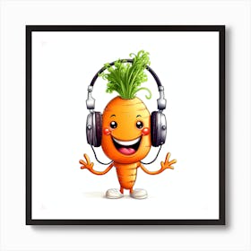 Carrot With Headphones 1 Art Print