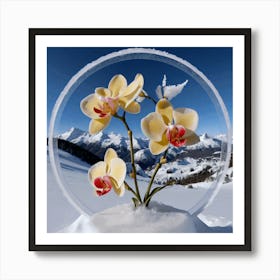 Flowers In The Snow 2 Art Print