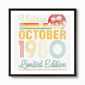 Vintage October 1980 Limited Edtion 42 Years Old My Birthday Art Print