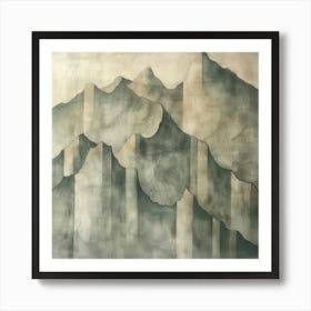 Japanese Watercolour Of Mount Hotaka 5 Art Print