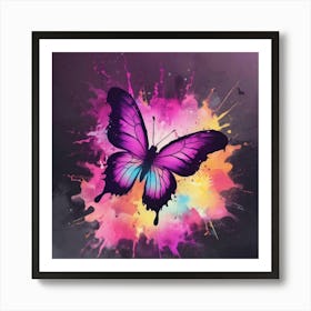 Butterfly With Paint Splashes 18 Art Print