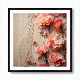 Pink Poppy Flowers On Wooden Background Art Print