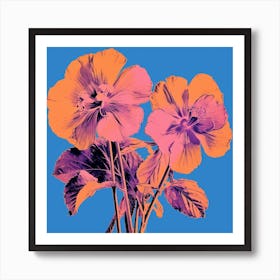 Andy Warhol Style Pop Art Flowers Lilac 1 Square Art Print