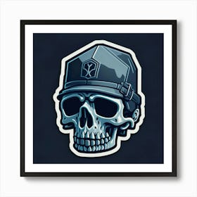 Skull Sticker With A Cap Silver (45) Art Print