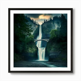 Multnomah Falls at sunset. Just one of many large waterfalls along the Columbia Gorge in Washington and Oregon (26) Art Print