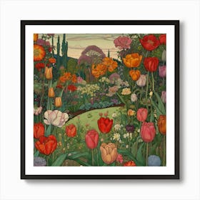 Tulips In The Garden 18 Art Print