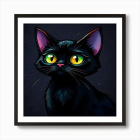 Black Cat With Green Eyes 5 Póster