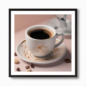 Coffee Cup With Coffee Beans 1 Art Print