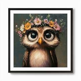 Owl With Flowers 5 Art Print