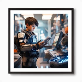 Futuristic Boy In Space 1 Art Print