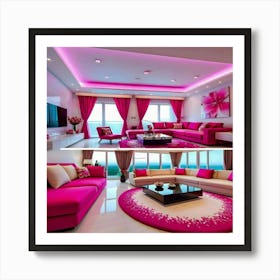 Pink Living Room Art Print