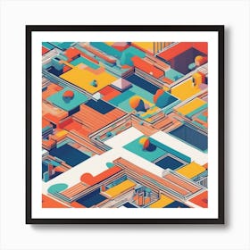 Minimalism Masterpiece, Trace In The Geometrie To Infinity + Fine Layered Texture + Complementary Cm Art Print